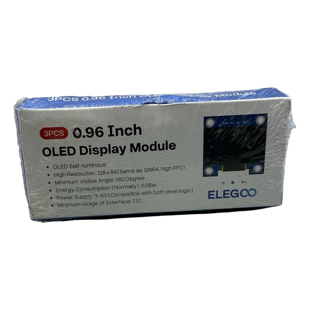 ELEGOO 3PCS 0.96 Inch OLED Display Module 128x64 Blue Yellow IIC I2C Arduino